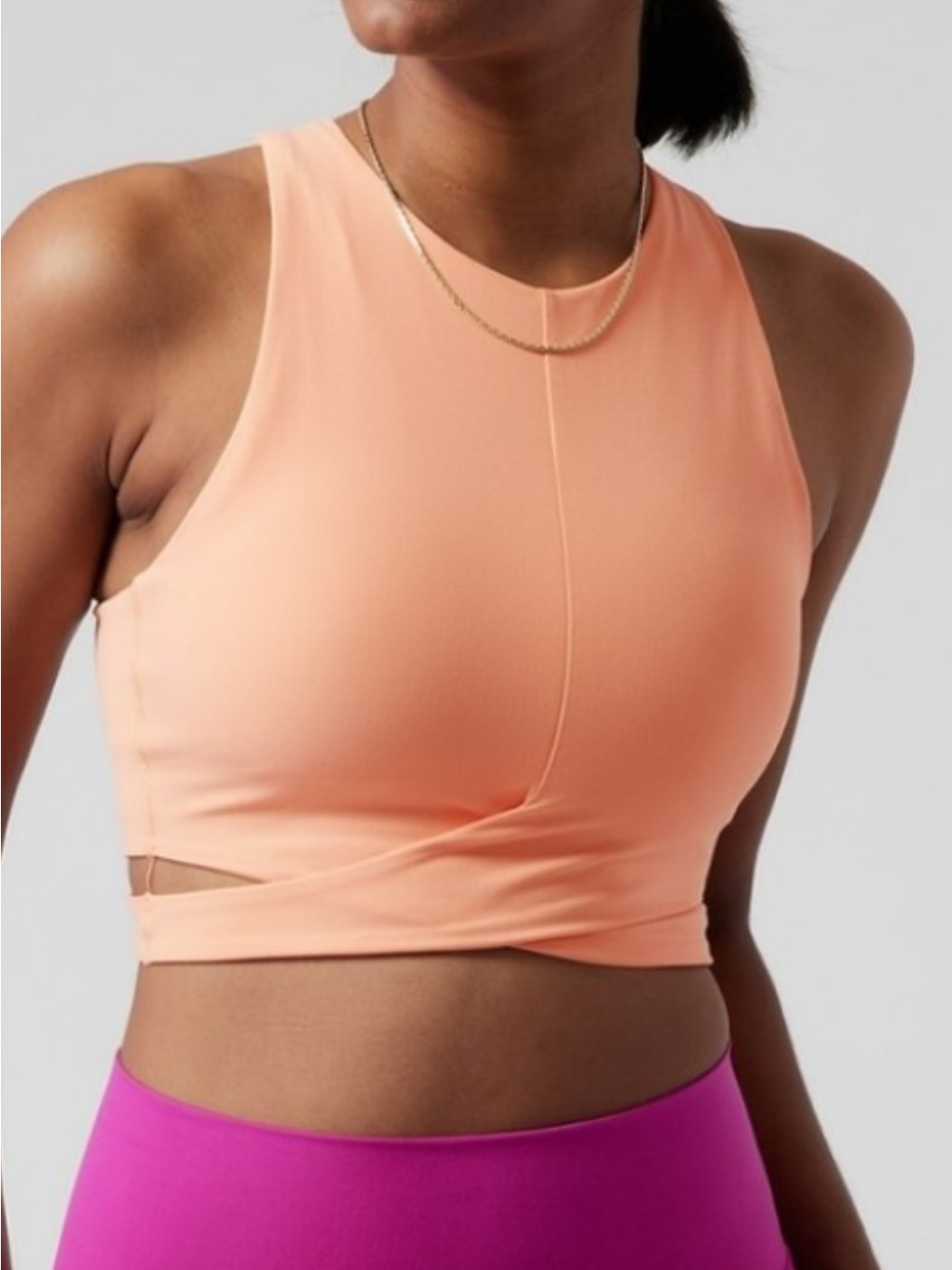 Athleta Conscious Cut Out Crop Sports Bra Peach  L